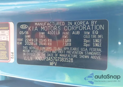 2016 Kia Soul + z USA, uszkodzony, nr VIN KNDJP3A57G7383528